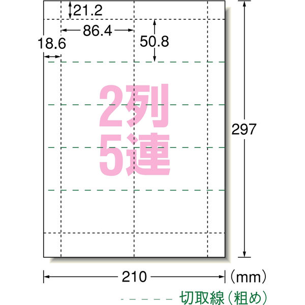 エーワン（A-one）手作りチケット 2列5連 連続タイプ マット紙