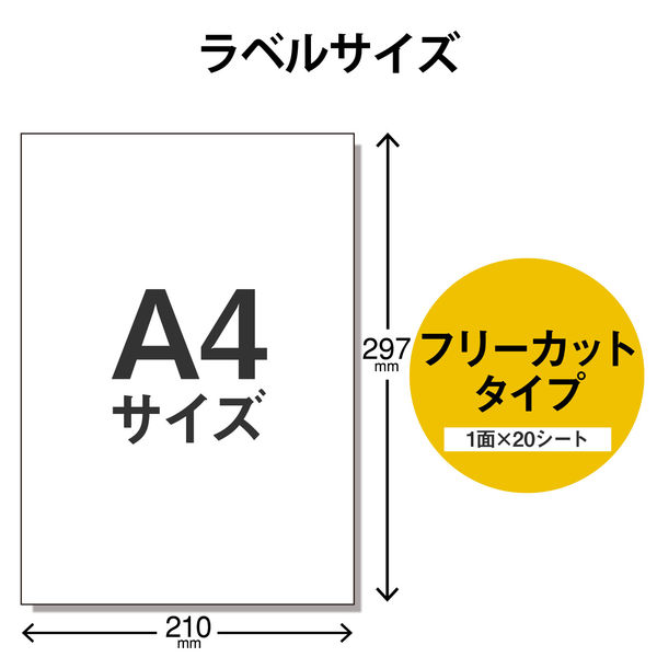 エレコム 宛名・表示ラベル／きれい貼／フリーカット／２０枚 EDT-FKEXM 1袋（20枚）