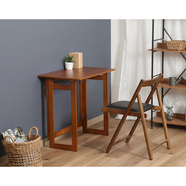 フォールディングテーブル ミラン ブラウン 幅700×奥行450×高さ690mm