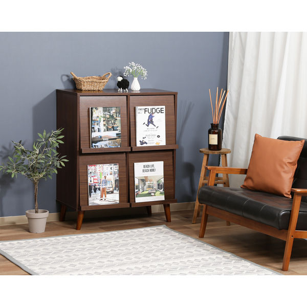 アルト ディスプレイラック4マス ダークブラウン 幅790×奥行450×高さ