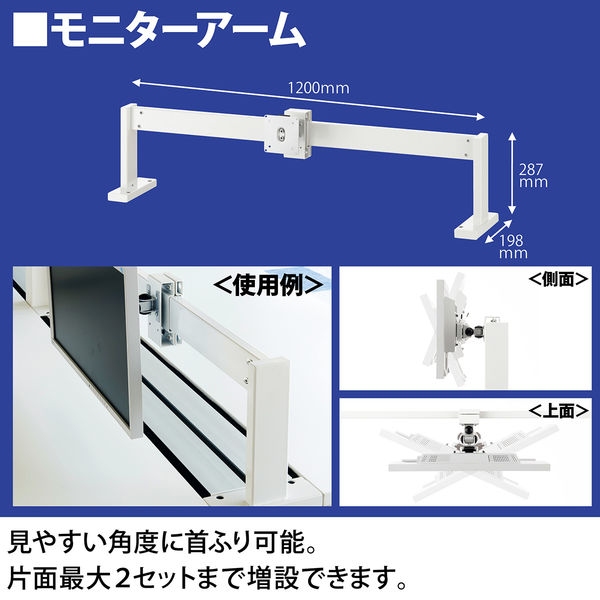 イトーキ サリダLFデスク モニターアーム対面用 ホワイト 幅1200Ｘ奥行