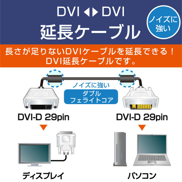 エレコム DVI延長ケーブル/アナログ・デジタル接続/3m/ブラック CAC-DVIE30BK 1個