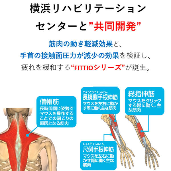 エレコム（ELECOM） 疲労軽減パームレストFITTIO/ホワイト 幅300×奥行