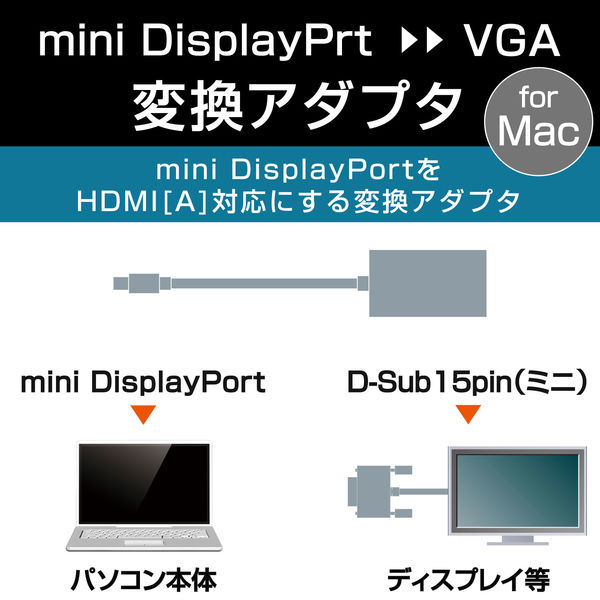 エレコム AD-MDPVGAWH [Mini DisplayPort-VGA変換アダプタ/ホワイト]