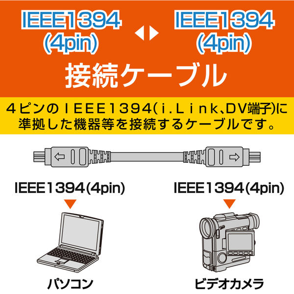 エレコム IEEE1394ケーブル（ブラック） IE-441BK 1個（直送品