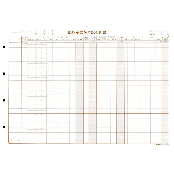 日本法令（HOREI） 諸給与支払内訳明細書 B4 20枚 給与5 1冊 - アスクル