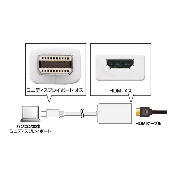 サンワサプライ Mini DisplayPort-HDMI変換アダプタ AD-MDPHD03 サンワサプライ Mini DisplayPort-HDMI変換アダプタ AD-MDPHD03