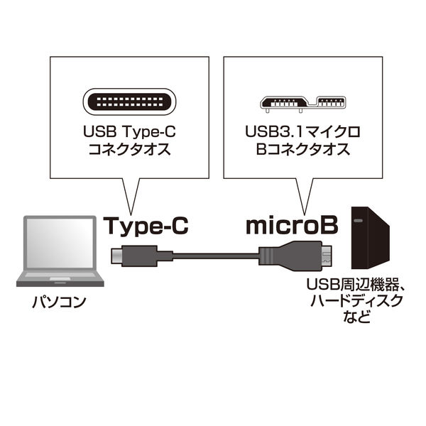 サンワサプライ USB3.1 Gen2 TypeC - microB ケーブル KU31-CMCB10 1本 - アスクル