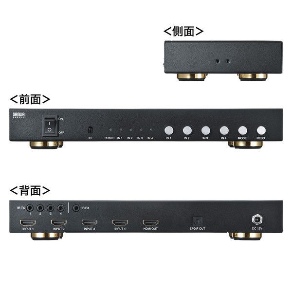 サンワサプライ 4入力1出力HDMI画面分割切替器 SW-HD41MTV 1個（直送品