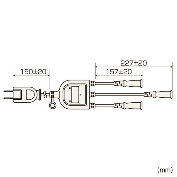 延長コード 電源タップ 0.5m 2P（ピン） 3個口 ホワイト TAP
