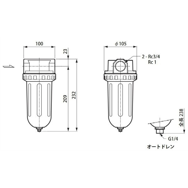 日本精器 エアフィルタ BN-2701H1-20 1個（直送品） - アスクル