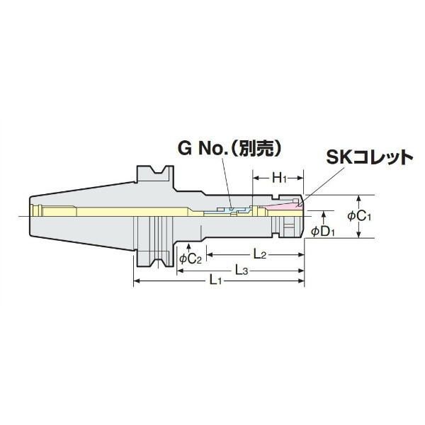 日本本物BT40 　日研製　スリムチャック　中古品　BT40-SK25-90 整理番号　BT40-145 旋盤、フライス盤