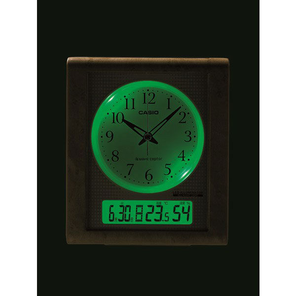 CASIO（カシオ）夜見えライト 置き時計 [電波 アラーム 温湿度 カレンダー] 160×137×87mm TQT-351NJ-7BJF  1個（取寄品）