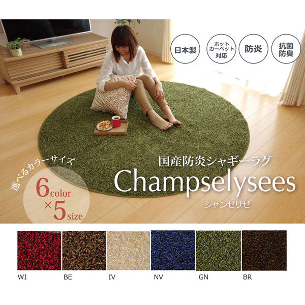 イケヒコ ラグ 円形 防炎 抗菌 防臭 防ダニ 『シャンゼリゼ