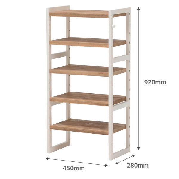 軒先渡し】萩原 木製シューズラック 5段スリム 可動棚 幅450mm 高さ