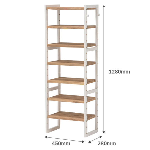 軒先渡し】萩原 木製シューズラック 7段スリム 稼動棚 幅450mm 高さ