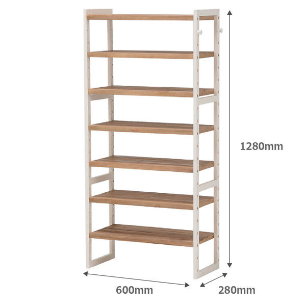 軒先渡し】萩原 木製シューズラック 7段ワイド 稼動棚 幅600mm 高さ ...