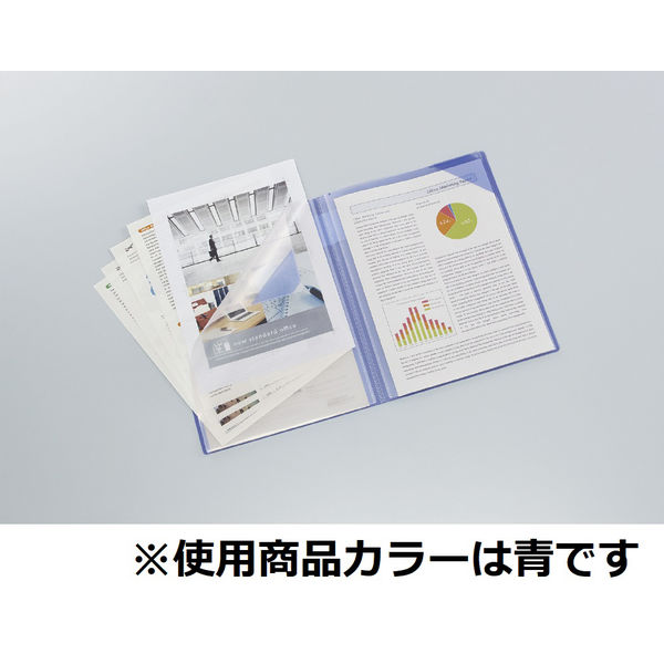 コクヨ クリヤーホルダーブック<モッテ> （固定式）A4縦 ライトブルー6ポケット フ-LM5710LB-6 1セット（10冊） アスクル