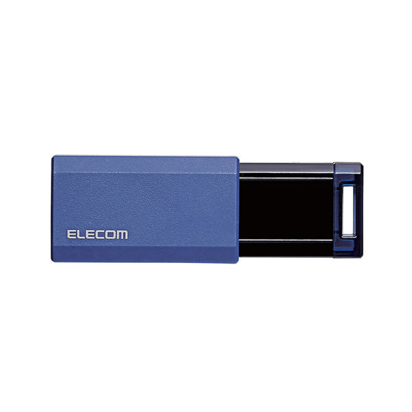USBメモリ 64GB ノック式 USB3.1(Gen1)対応 ブルー MF-PKU3064GBU エレコム 1個