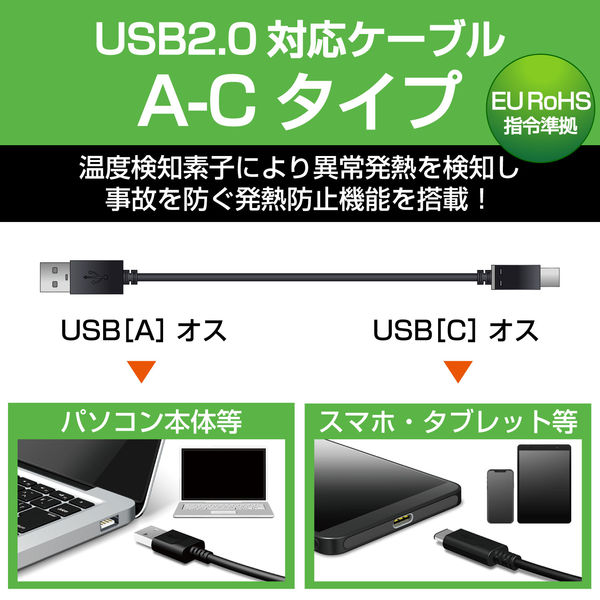 ELECOM(エレコム)] USB2.0ケーブル(3.0m ※コネクタ部分を除く) U2C