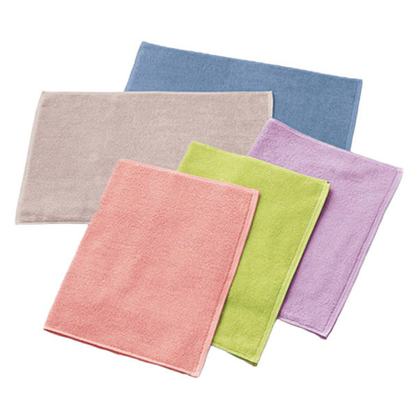 インド綿タオル地バスマット 5色組 1セット（5色各1パック×3：計15個