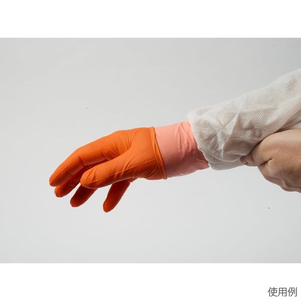 【新品未使用】te+ 手袋 check WOMEN orange 21cm アズワン 耐薬手袋 ORANGE NITRILE ロング M 1箱(50枚入) 676253