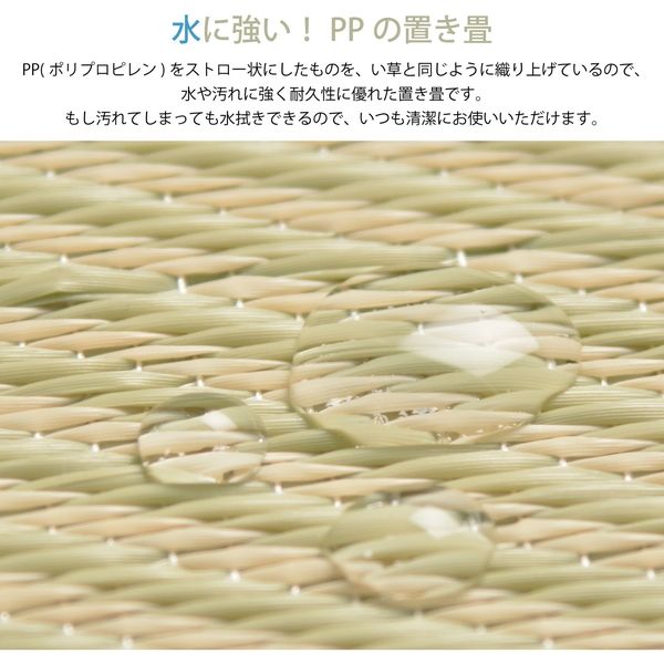 萩原 水拭きできる い草風小型置き畳 彩模様（白麗）65×65×2.5 グリーン