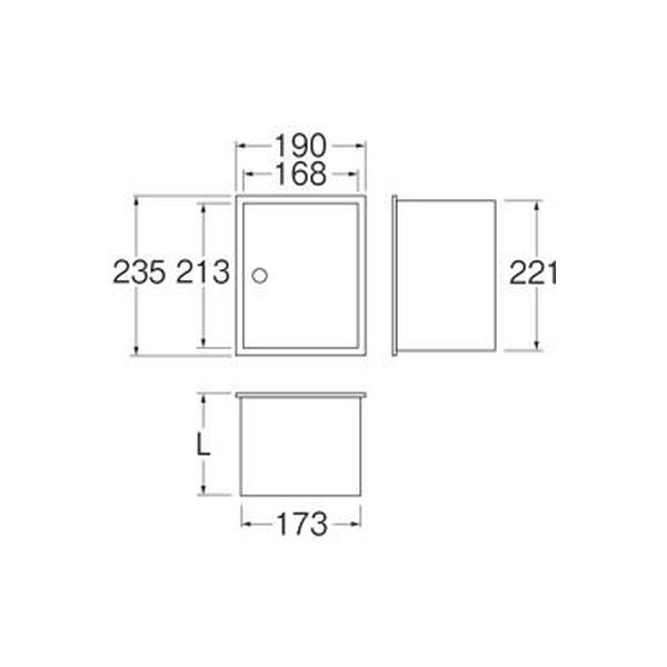 SANEI カギ付散水栓ボックス（壁面用） R81-1K-235X190X150 1個（直送