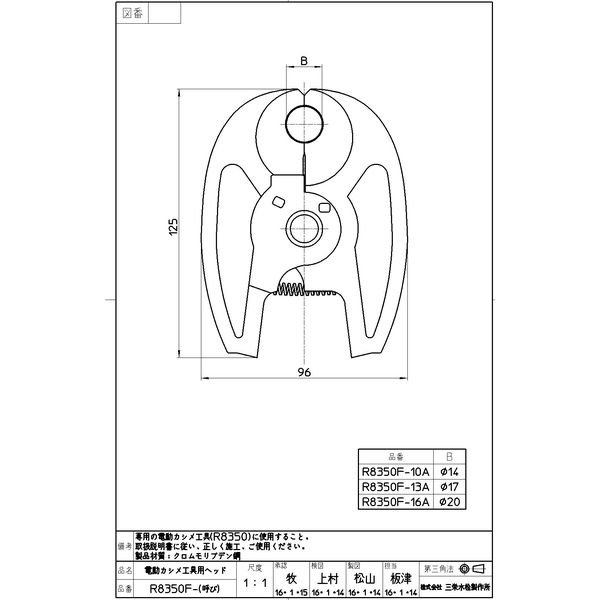 SANEI 電動カシメ工具用ヘッド R8350F-10A 1個（直送品） - アスクル