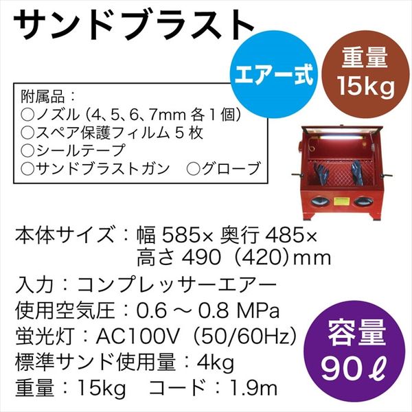 Big Red サンドブラスト(90L)(砂16kg付) TRG4092-Z 1台（直送品） - アスクル