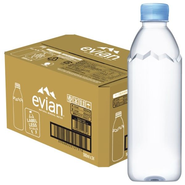 evian(エビアン) 伊藤園 ラベルレス 500ml 1セット（48本