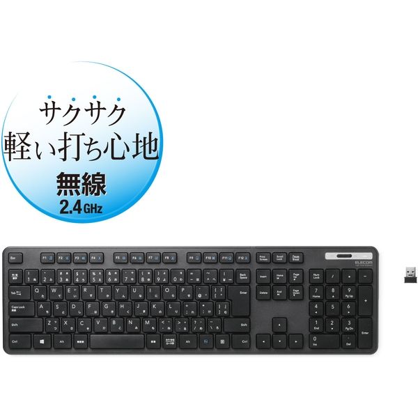 ワイヤレスキーボード 無線 フルサイズ 薄型 メンブレン ブラック TK-FDM110TXBK エレコム 1個