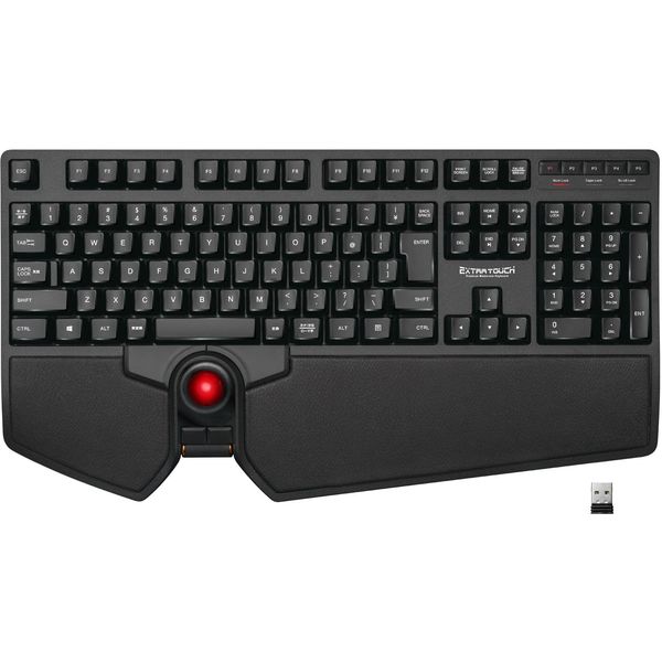 ELECOM トラックボールキーボード ワイヤレス接続 ワイヤレスキーボード トラックボール付 リストレスト付 高耐久