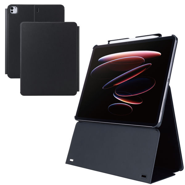 エレコム iPad Pro ケース 13インチ (M4) 高さ調整フラップ ブラック