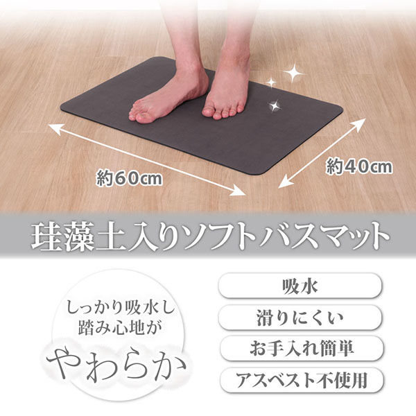 公式サイト完売品切れ！E.YAZAWA ☆ロゴ珪藻土ソフトバスマット　ラスト1点 アストロ 珪藻土入りソフトバスマット グレー 333-22 1セット(3枚