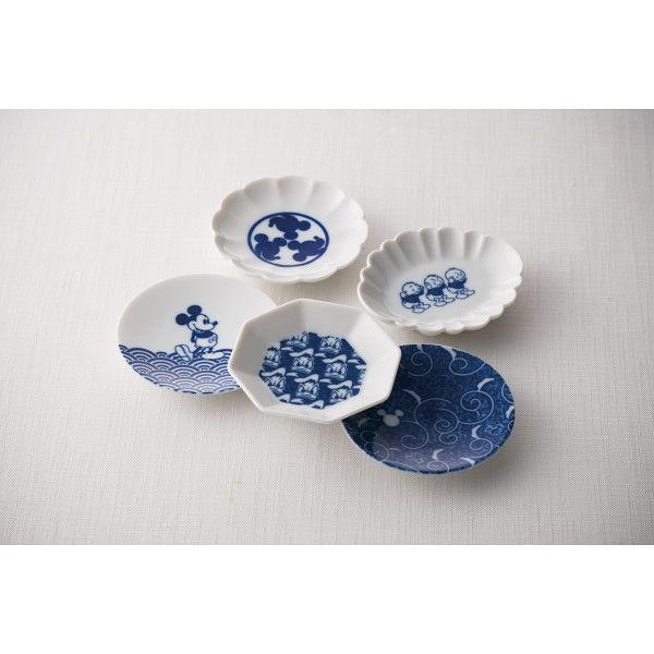 ギフト包装】三郷陶器 ディズニー 小粋染付 小皿5枚揃 スタンダード