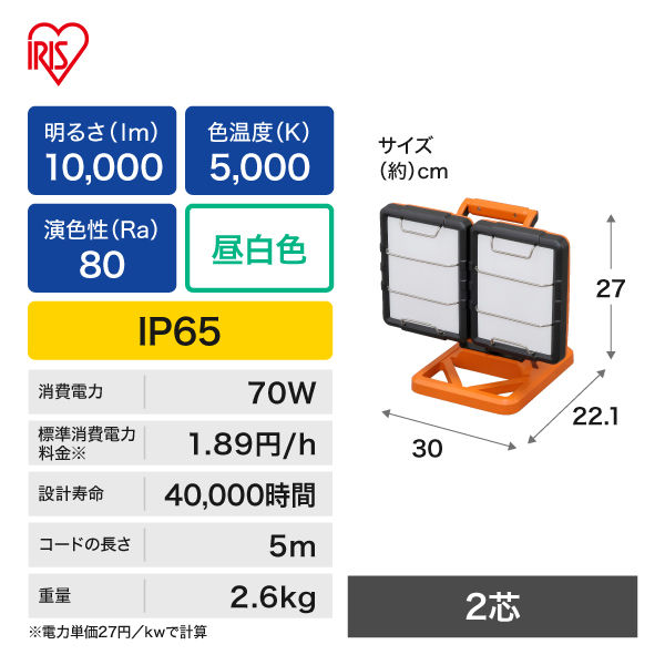 アイリスオーヤマ LED置き型ライトAC式10000lm LWT-10000B-WP 1