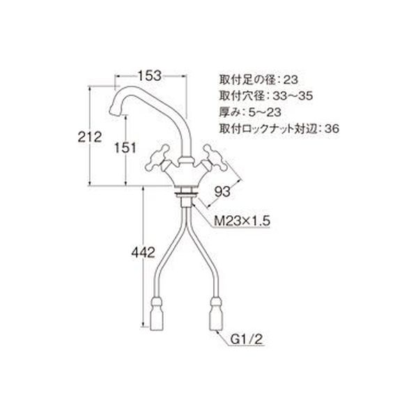 SANEI ツーバルブワンホール混合栓 K811YV-13 1個（直送品） - アスクル