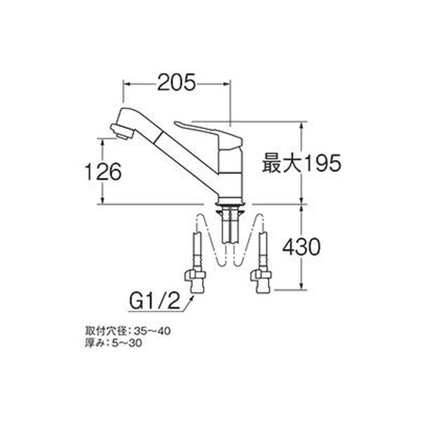 SANEI シングルワンホール切替シャワー混合栓 K8711MEJV-S-13 1個（直送品） - アスクル