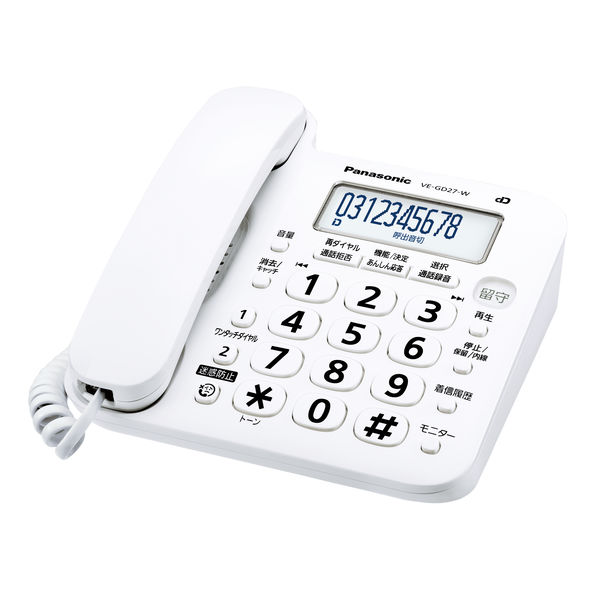 パナソニック コードレス電話機（子機1台付き） VE-GD27DL-W 1台 ...