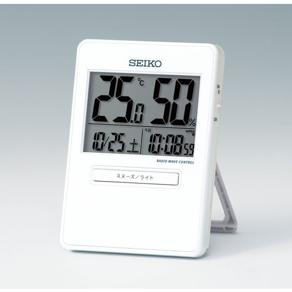 セイコータイムクリエーション SEIKO 電波時計 温度湿度表示付 白