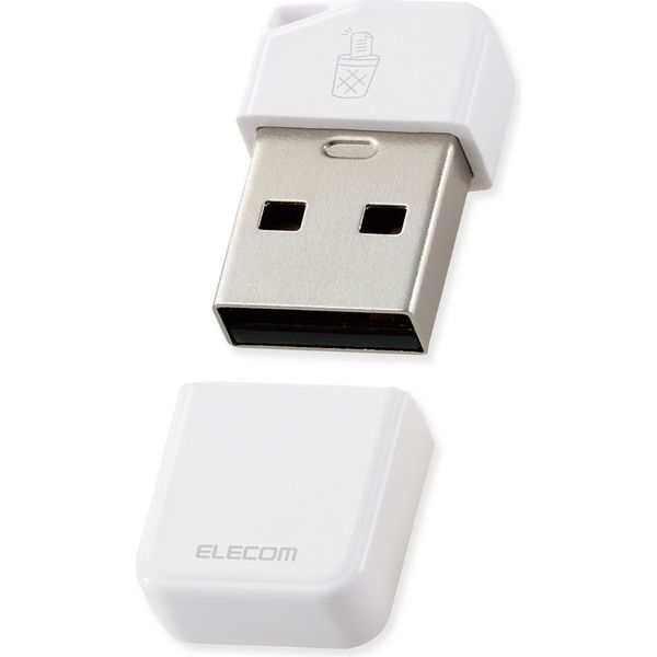 USBメモリ USB3.2 高速データ 小型 キャップ データ消去防止ソフト 64GB ホワイト MF-USB3064GWH エレコム 1個 -  アスクル