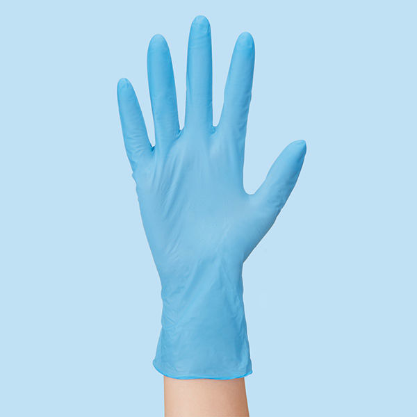 使いきりニトリル手袋(粉なし)　ニトリスト・タッチ　No.882　Mサイズ　ブルー　1箱(100枚入)　ショーワグローブ（わけあり品）