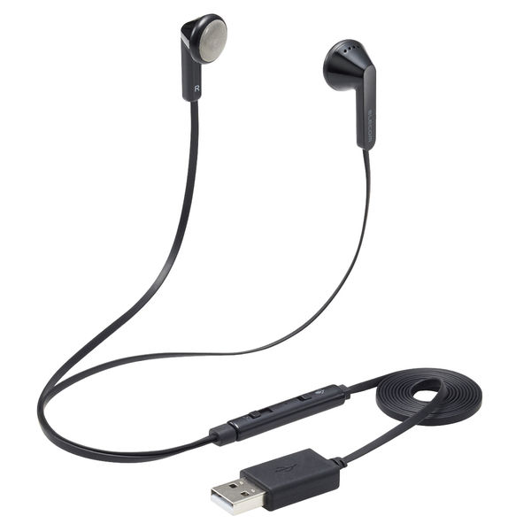 ヘッドセット マイク付イヤホン 両耳 セミオープン型 USB接続 ミュート