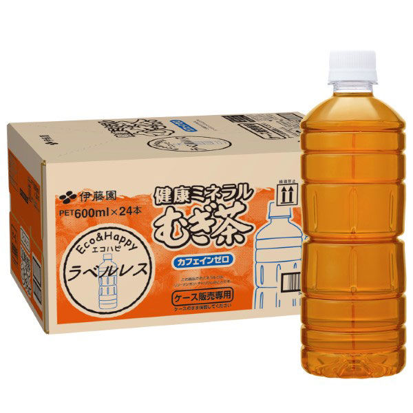 伊藤園 ラベルレス 健康ミネラルむぎ茶 600ml 1箱（24本入）【麦茶】 - アスクル