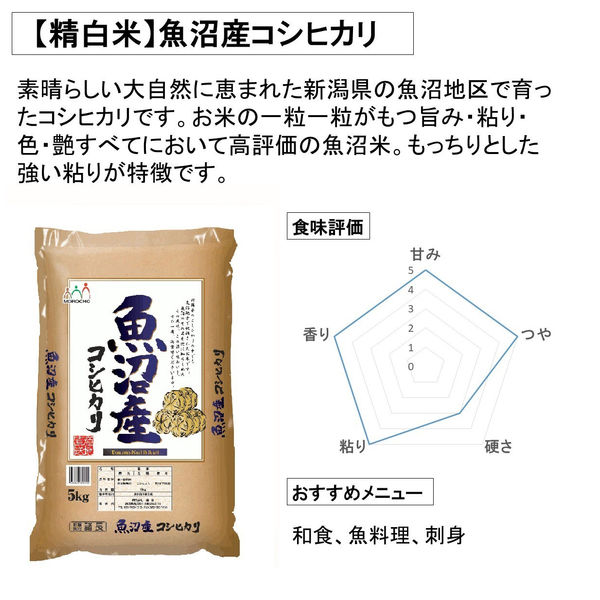 新米】新潟県魚沼産 コシヒカリ 10kg(5kg×2袋) 【精白米】 令和6年産 米 お米 - アスクル