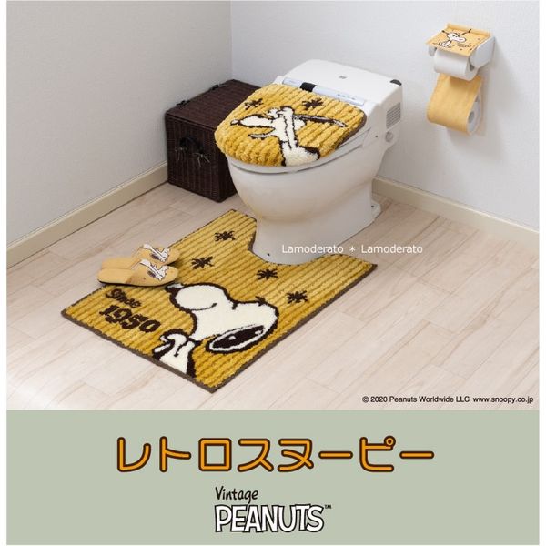 センコー レトロスヌーピー　ロング　トイレマット　約80×60cm　イエロー SNB200201 1個（直送品）