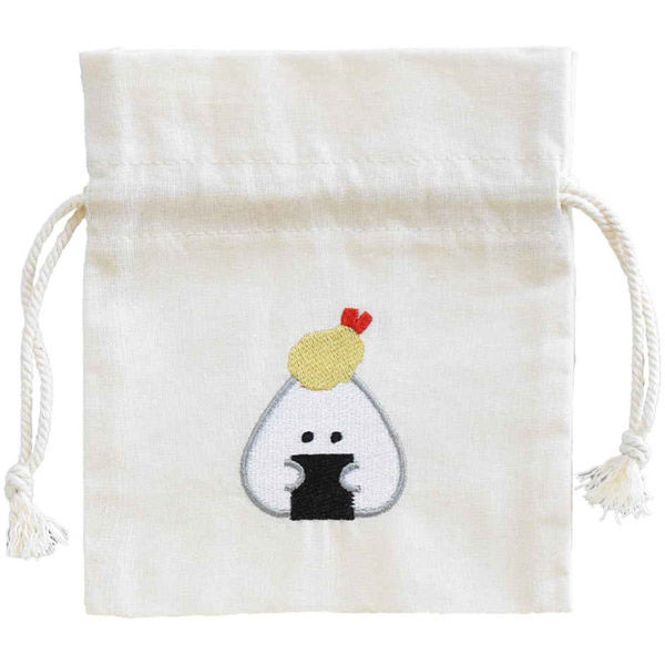 逸品社 巾着 ポーチ ぎゅっとおにぎりさん 刺繍 ミニ巾着 布製