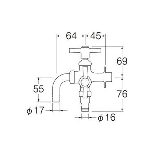 SANEI 散水用二口横水栓 F126YV-13 1個（直送品）