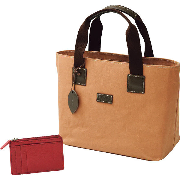 オフィススリーワークス 日本製柿渋染め 手提げバッグ(カードケース付